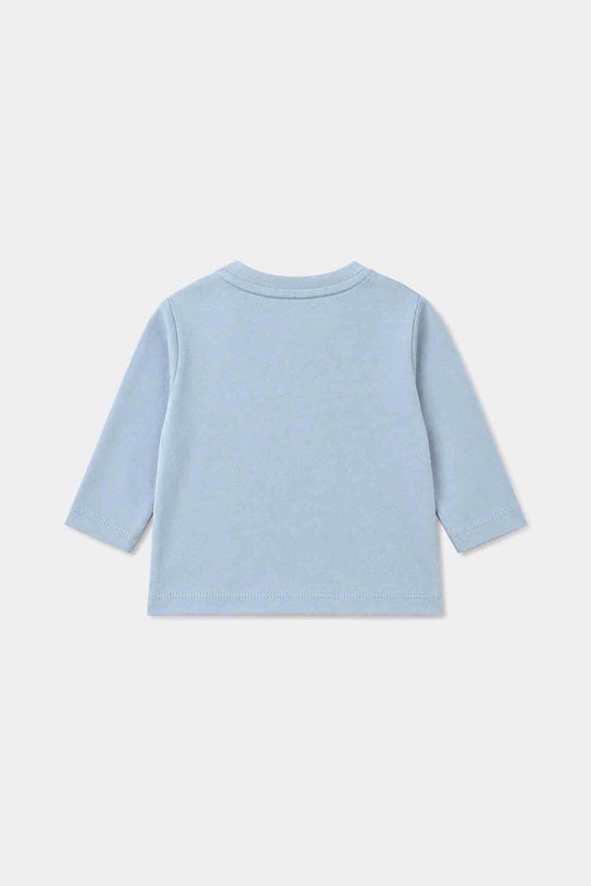 Infant Boys Cotton Jersey T-Shirt Full Sleeves Bear & Friends - Blue & Fog