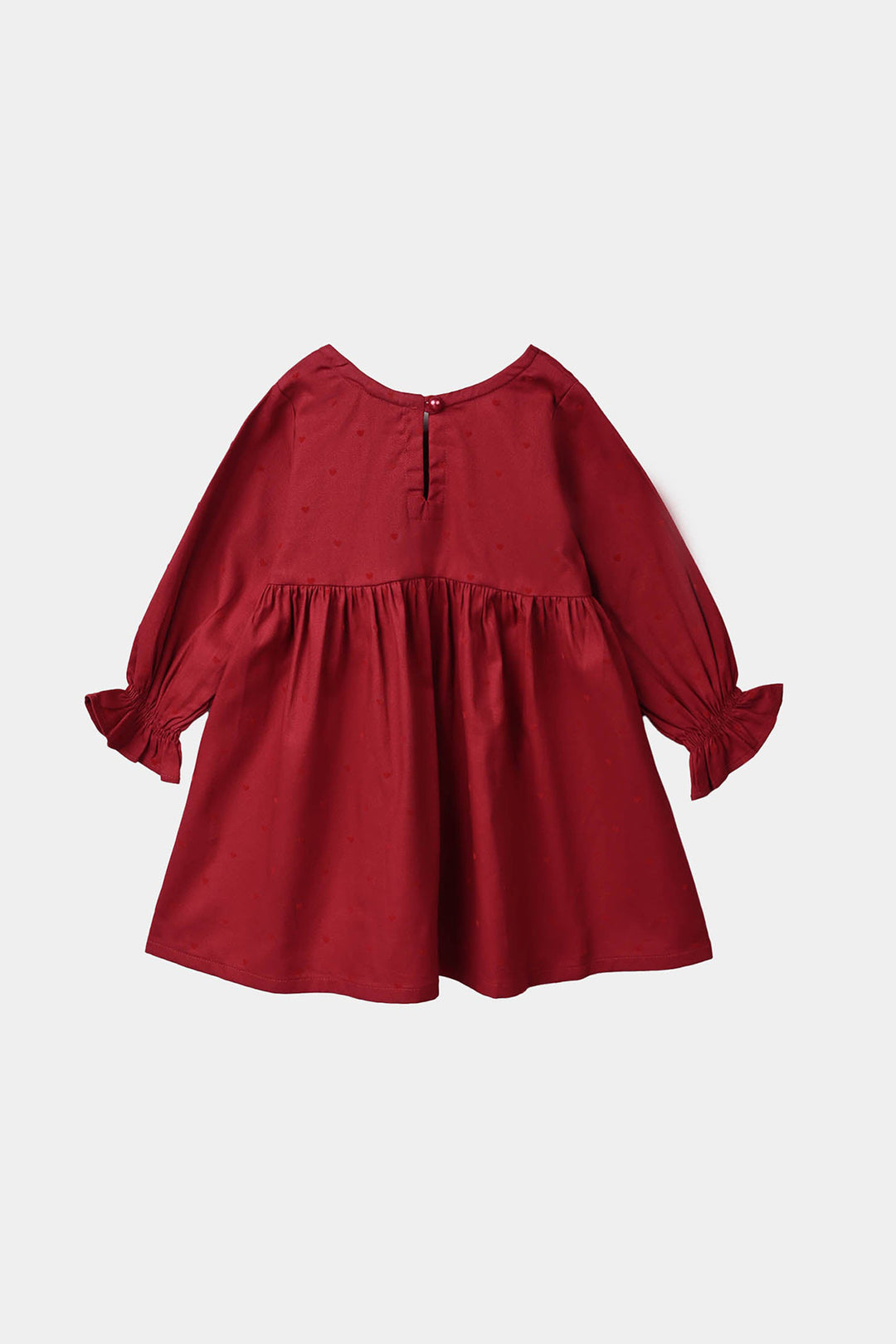 Infant Girls Poly Twill Casual Frock Ruffle-RED
