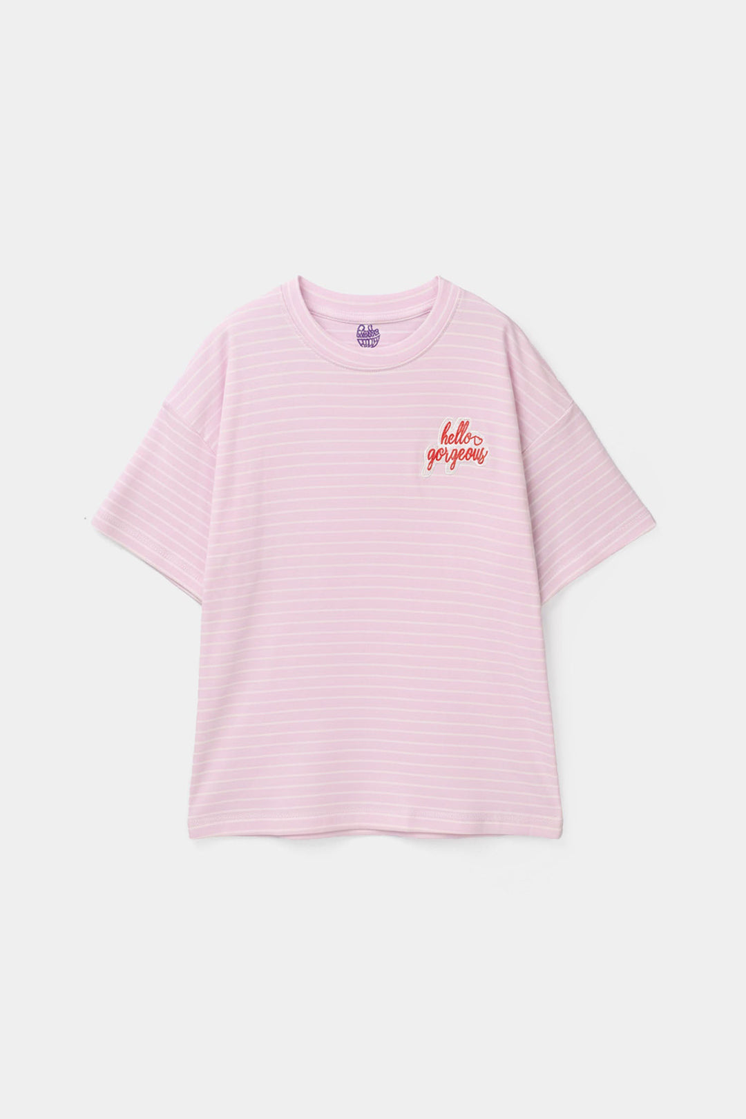 Girls Yarn Dyed T-Shirt (HELLO GORGEOUS) - Pink