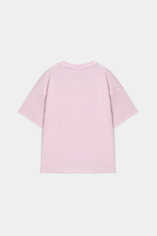 Girls Yarn Dyed T-Shirt (HELLO GORGEOUS) - Pink