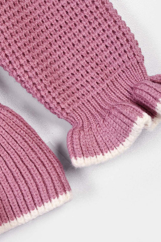 Infant Girls Acrylic Sweater-Mauve-Purple