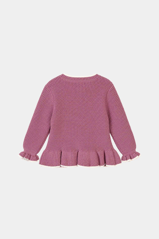Infant Girls Acrylic Sweater-Mauve-Purple