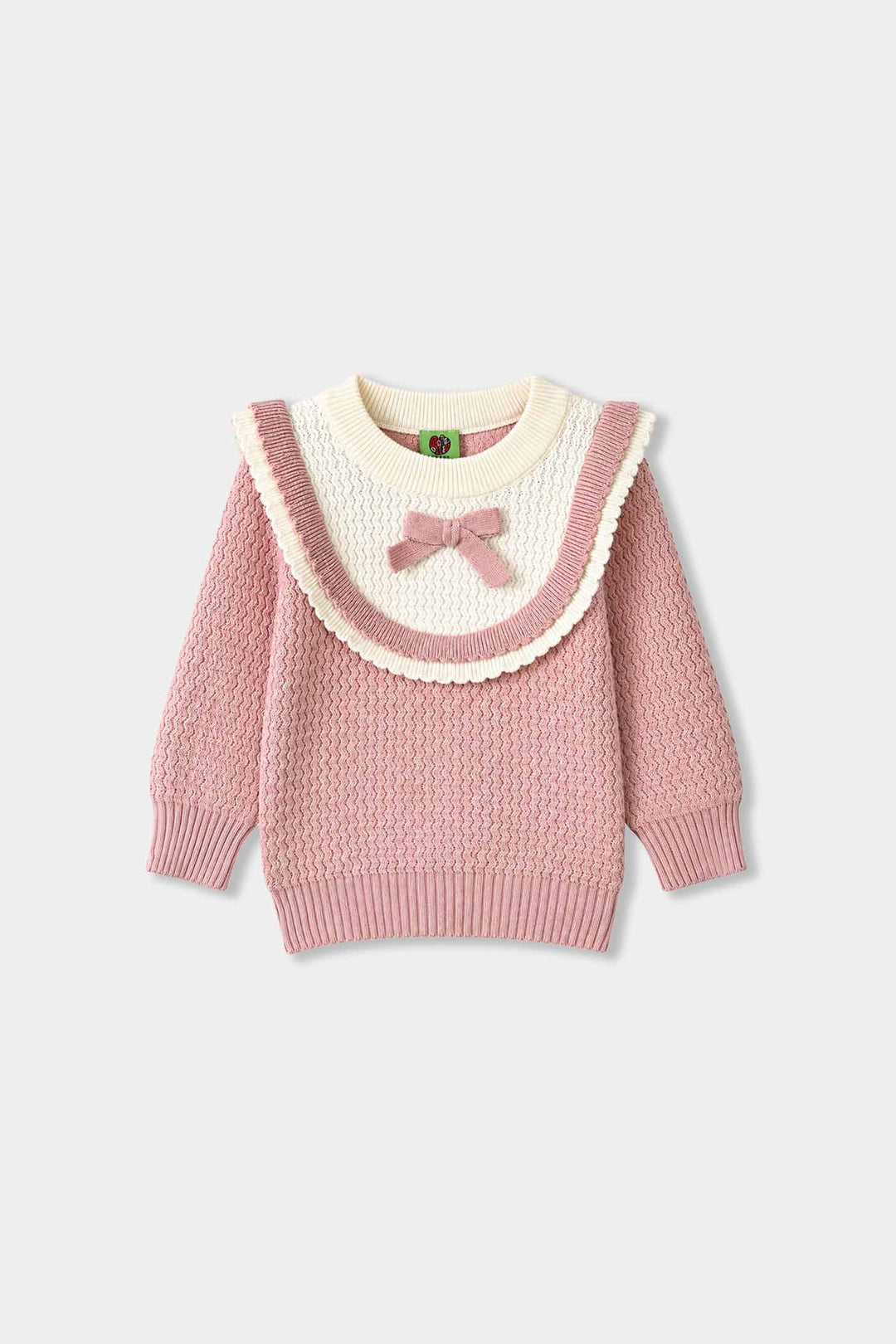 Infant Girls Acrylic Sweater-Elegant Scallop-LT.Pink