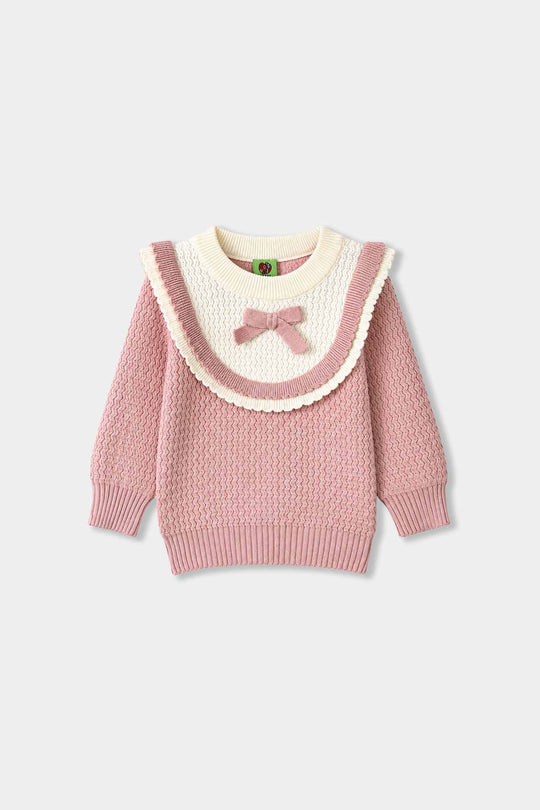 Infant Girls Acrylic Sweater-Elegant Scallop-LT.Pink