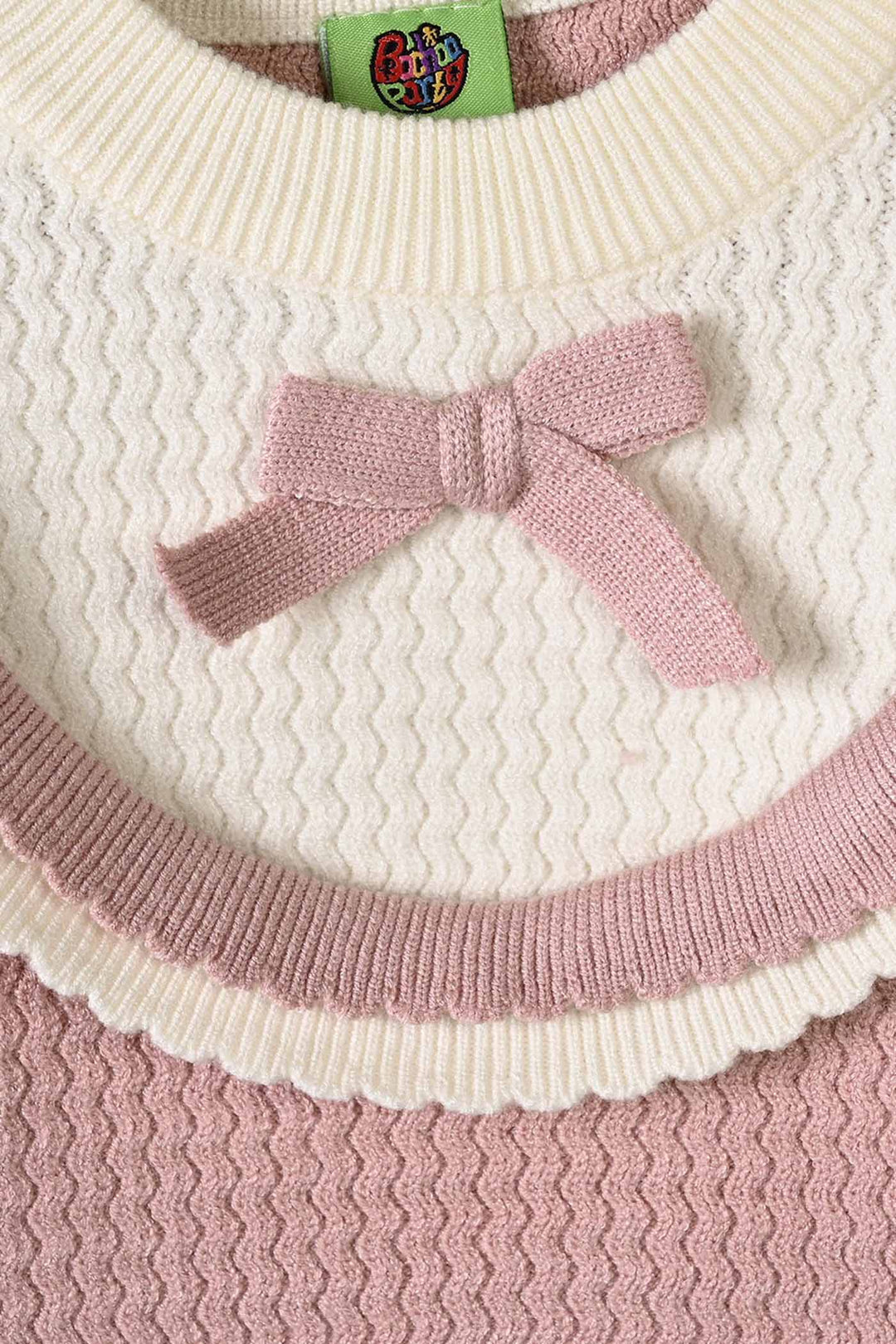 Infant Girls Acrylic Sweater-Elegant Scallop-LT.Pink