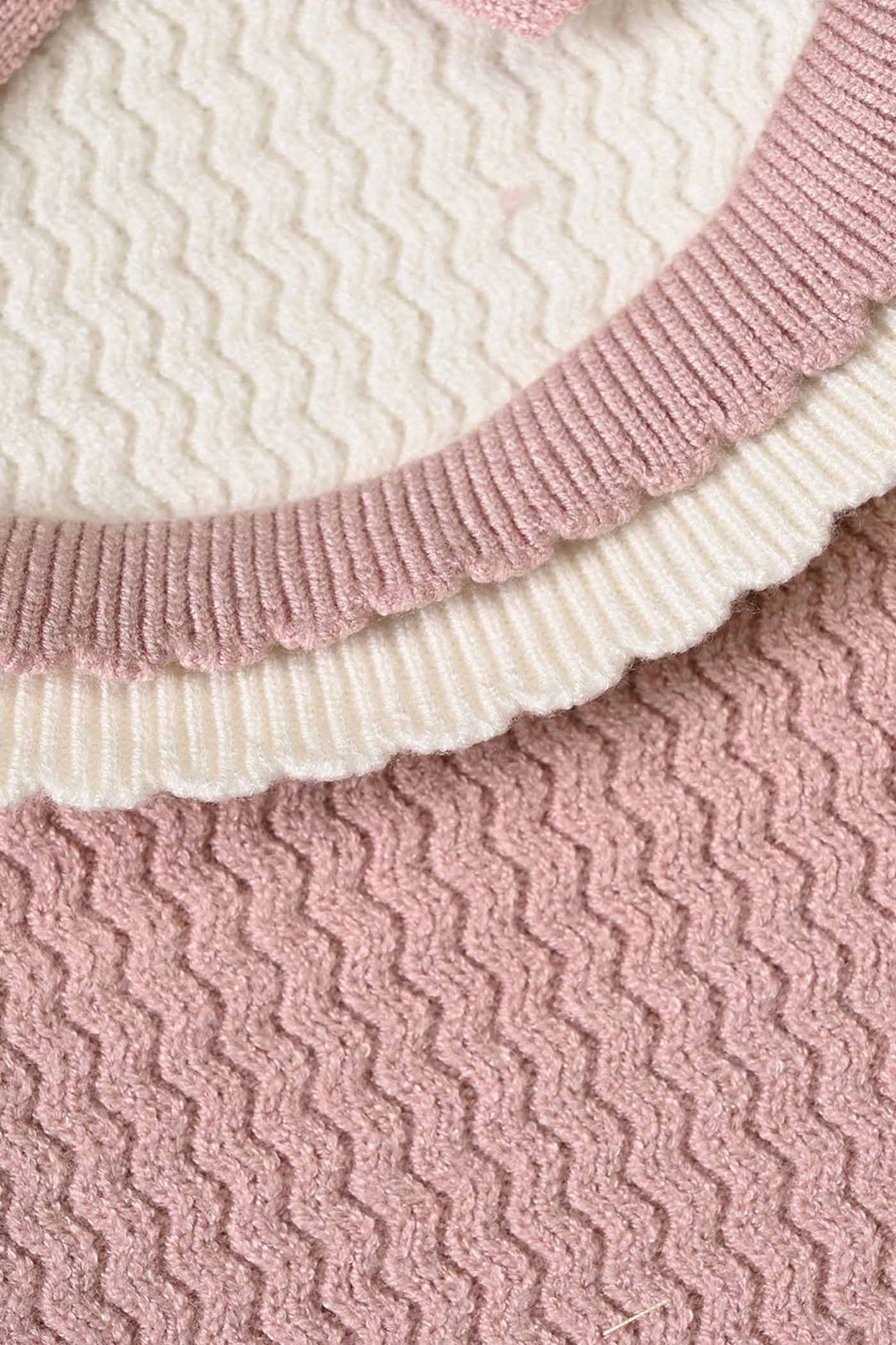 Infant Girls Acrylic Sweater-Elegant Scallop-LT.Pink