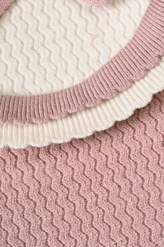 Infant Girls Acrylic Sweater-Elegant Scallop-LT.Pink
