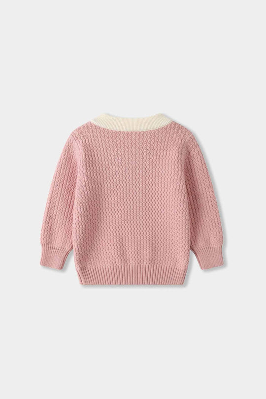 Infant Girls Acrylic Sweater-Elegant Scallop-LT.Pink