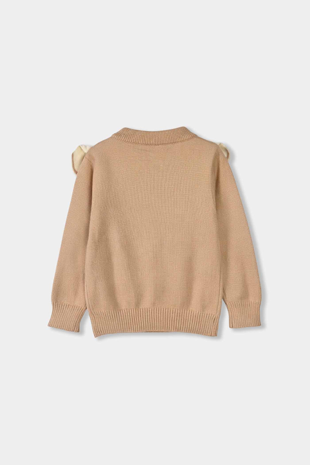 Infant Girls Acrylic Sweater-Vintage Bow-Lt.Brown