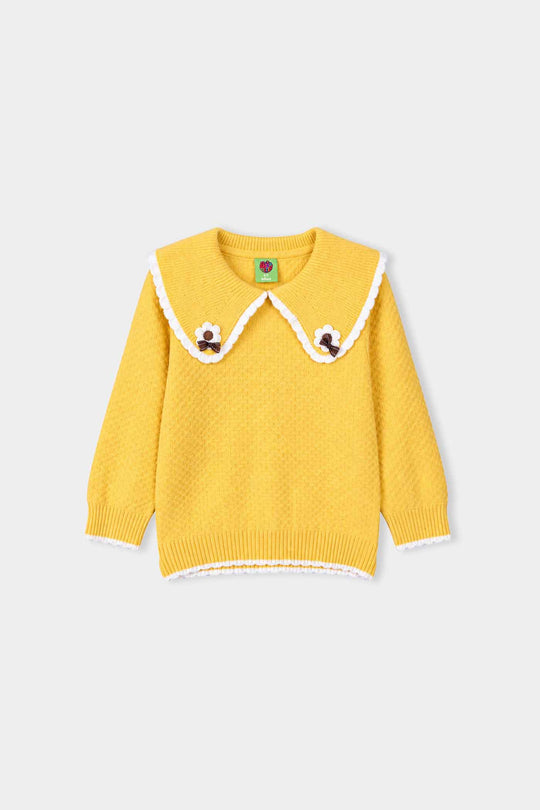 Infant Girls Acrylic Sweater-Peterpan Daisy-Yellow