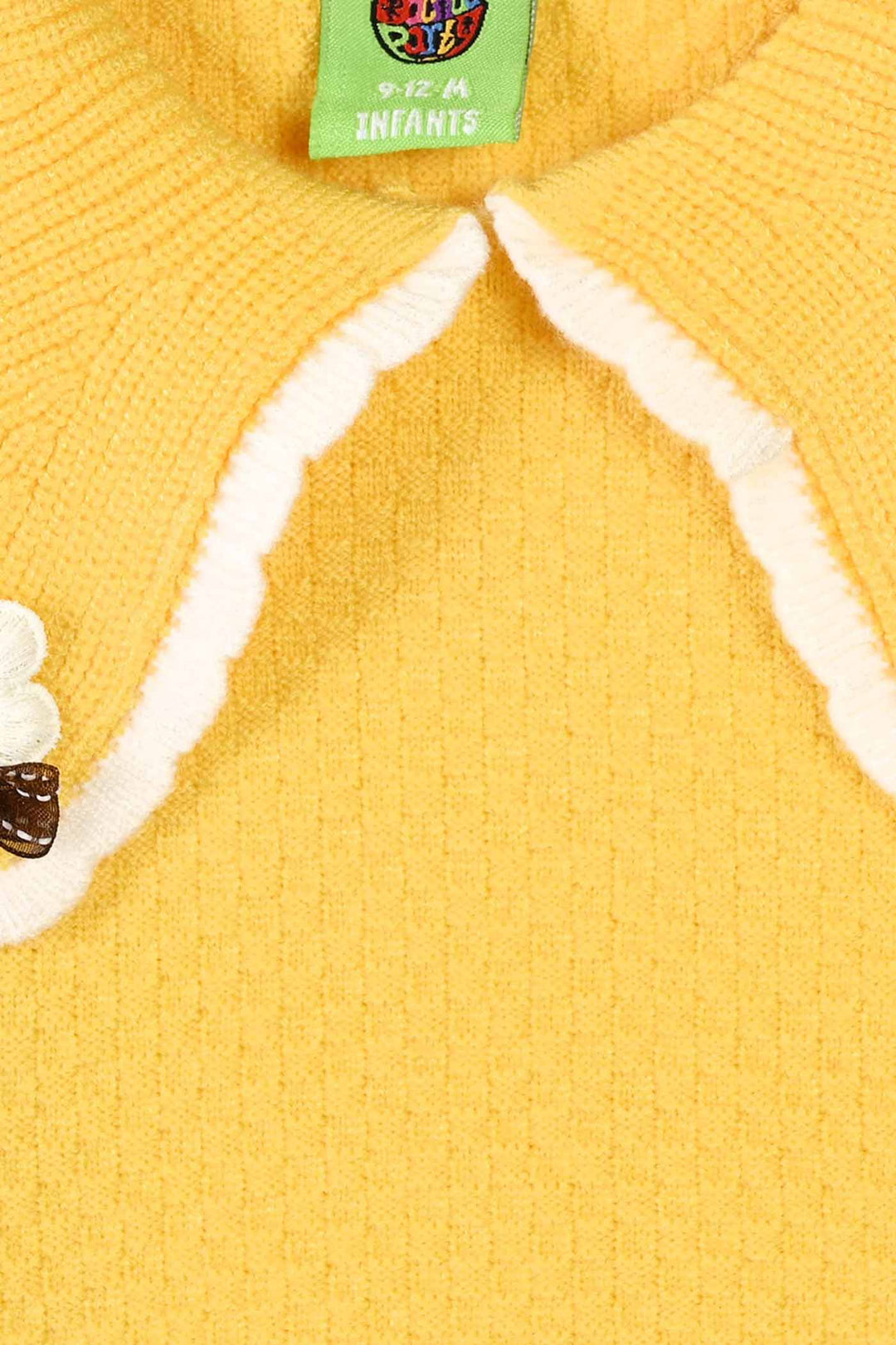 Infant Girls Acrylic Sweater-Peterpan Daisy-Yellow