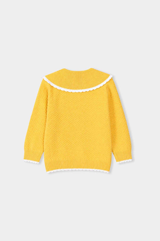 Infant Girls Acrylic Sweater-Peterpan Daisy-Yellow