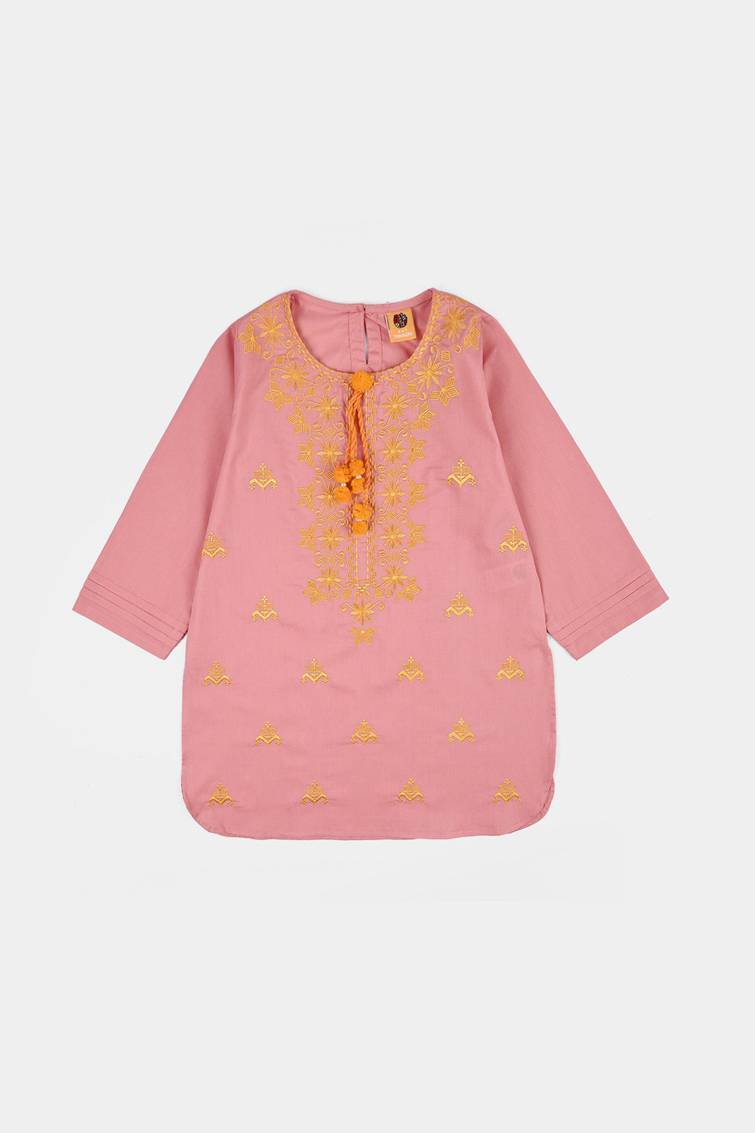 Girls Cotton Emb 2Piece Komal-Pink