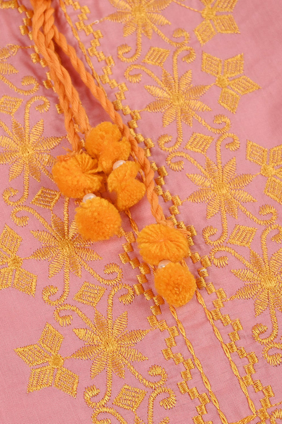 Girls Cotton Emb 2Piece Komal-Pink
