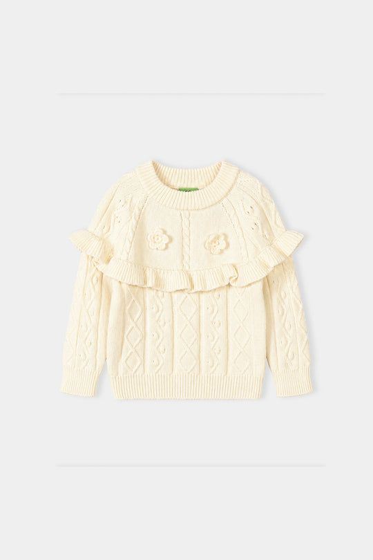 Infant Girls Acrylic Co-ord Set-Yoke Frill-Brown