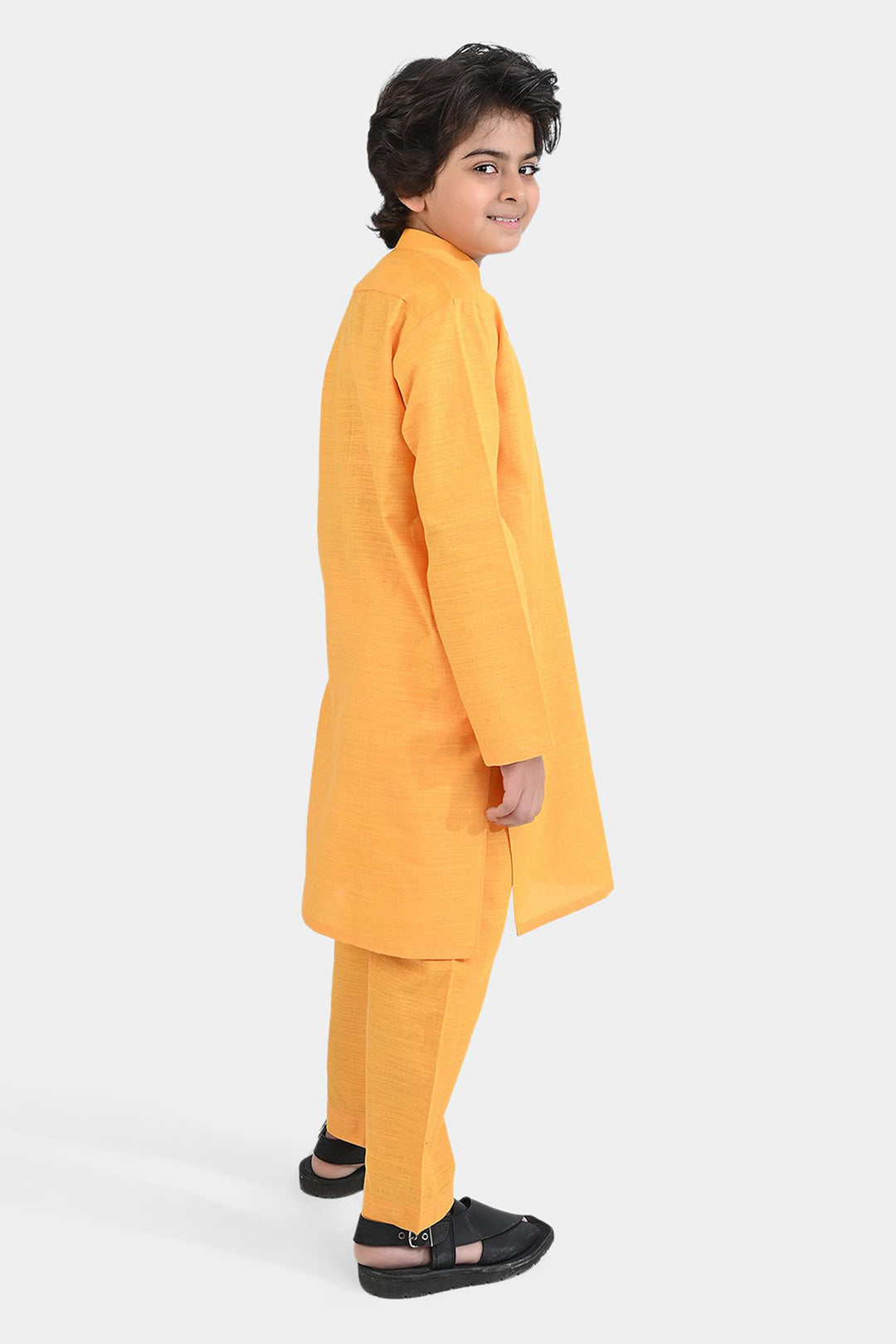 Boys Cotton Slub 3 Piece Suit (Royal Motif)-Citrus