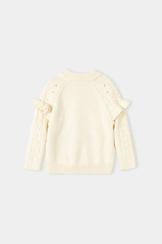 Infant Girls Acrylic Co-ord Set-Yoke Frill-Brown
