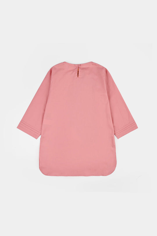 Girls Cotton Emb 2Piece Komal-Pink