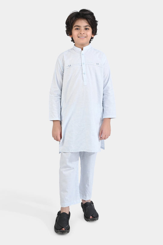 Boys Yarn Dyed Shalwar Suit -L/BLUE