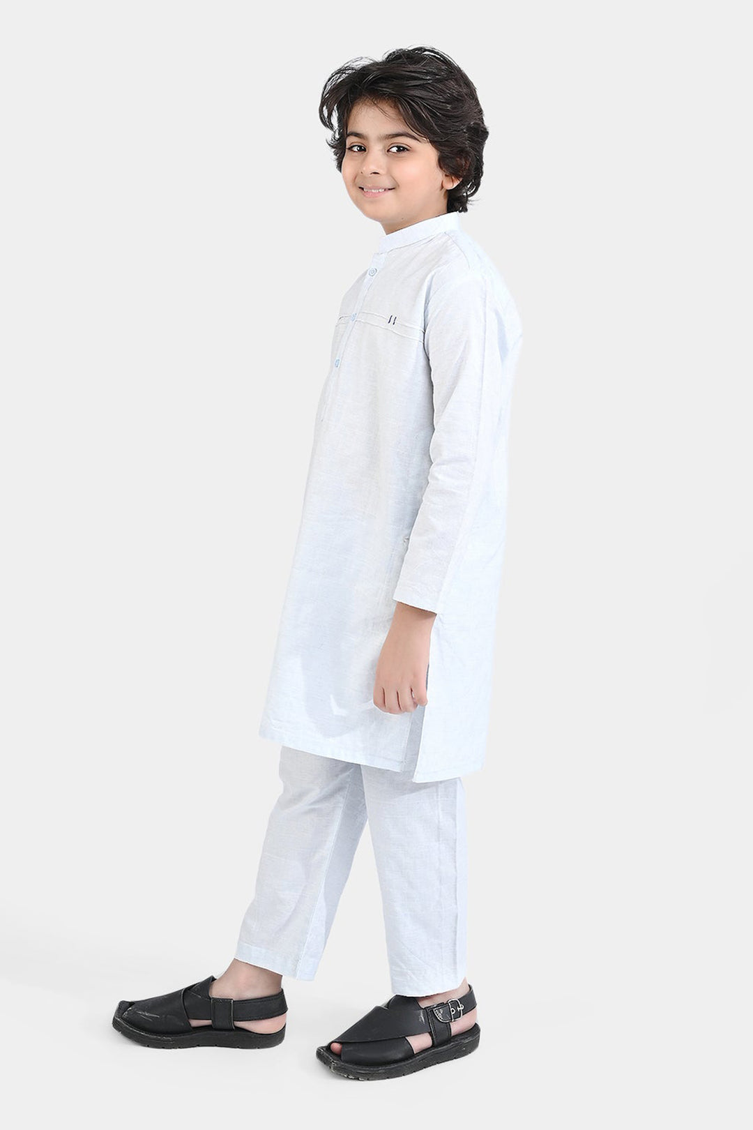 Boys Yarn Dyed Shalwar Suit -L/BLUE