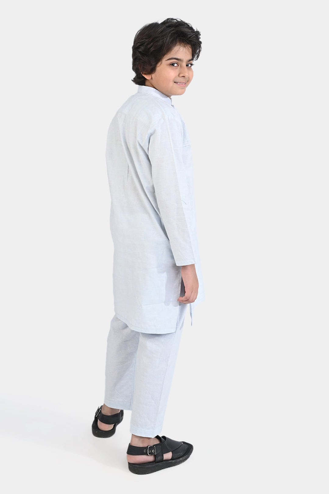 Boys Yarn Dyed Shalwar Suit -L/BLUE