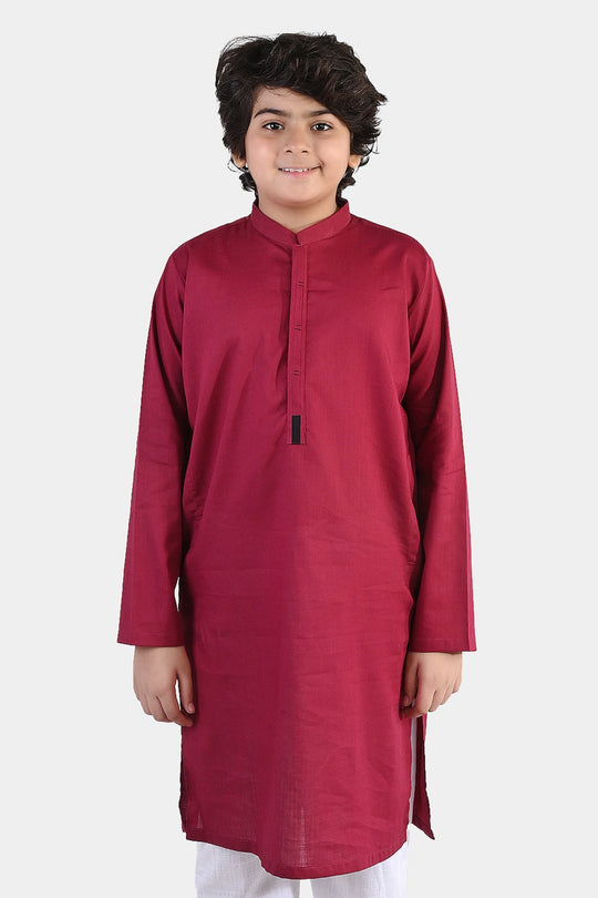 Boys Cotton Slub Kurta (Beet)-RED