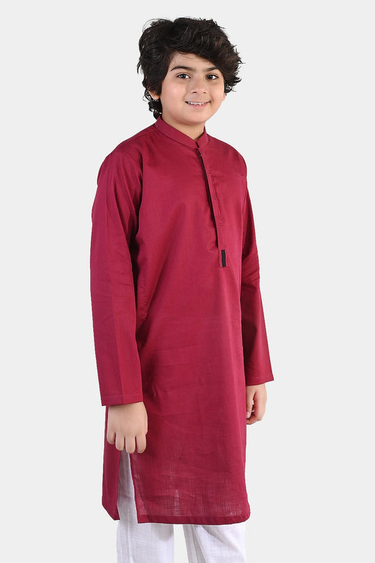 Boys Cotton Slub Kurta (Beet)-RED