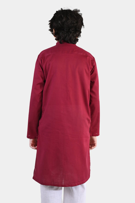 Boys Cotton Slub Kurta (Beet)-RED