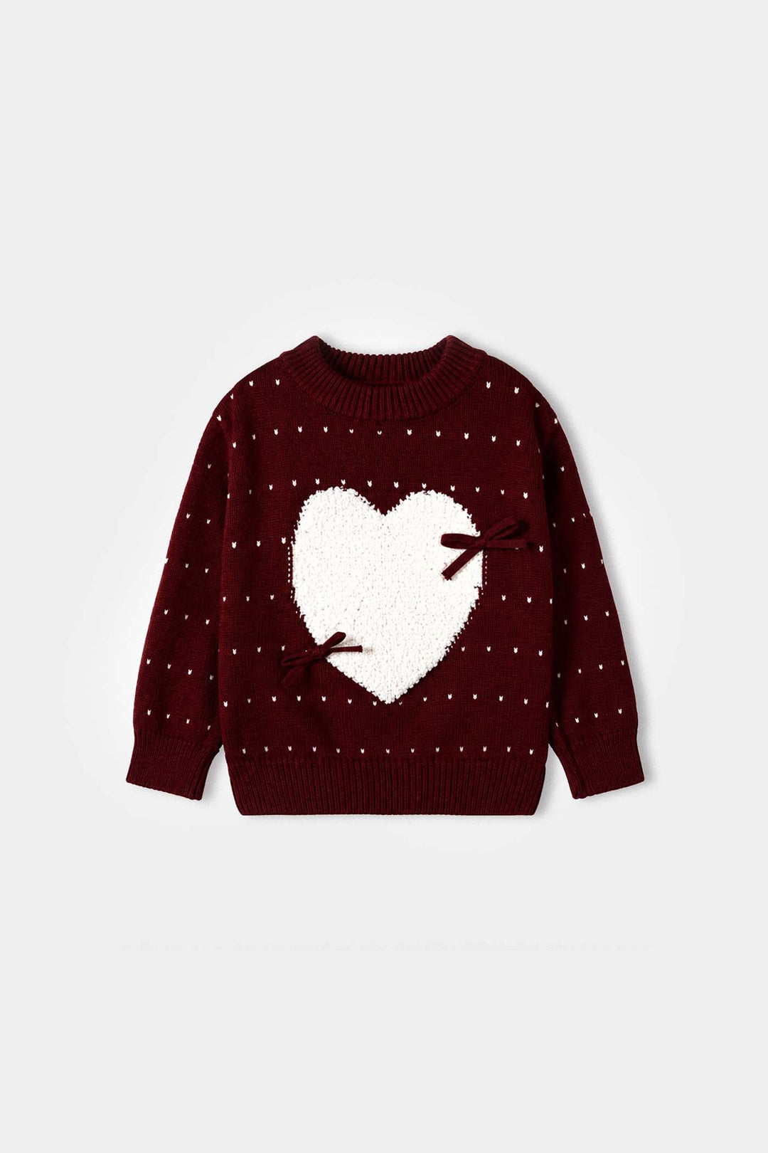 Infant Girls Acrylic Co-ord Set-Heart-MAROON