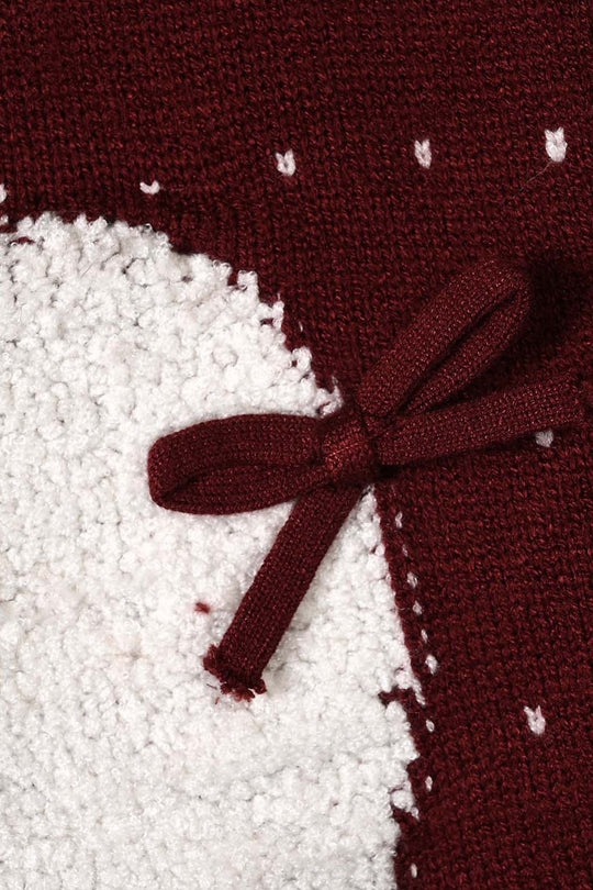 Infant Girls Acrylic Co-ord Set-Heart-MAROON