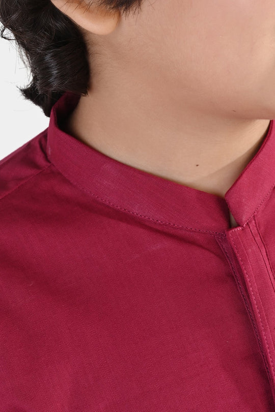 Boys Cotton Slub Kurta (Beet)-RED