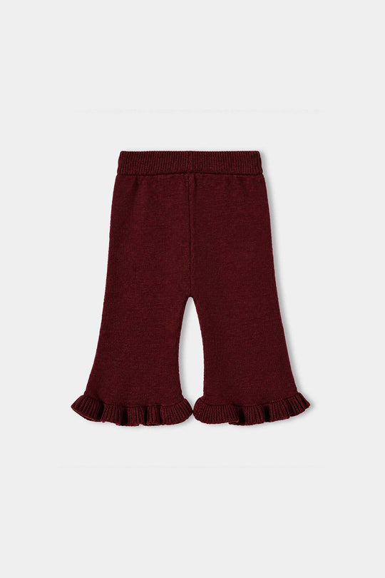 Infant Girls Acrylic Co-ord Set-Heart-MAROON