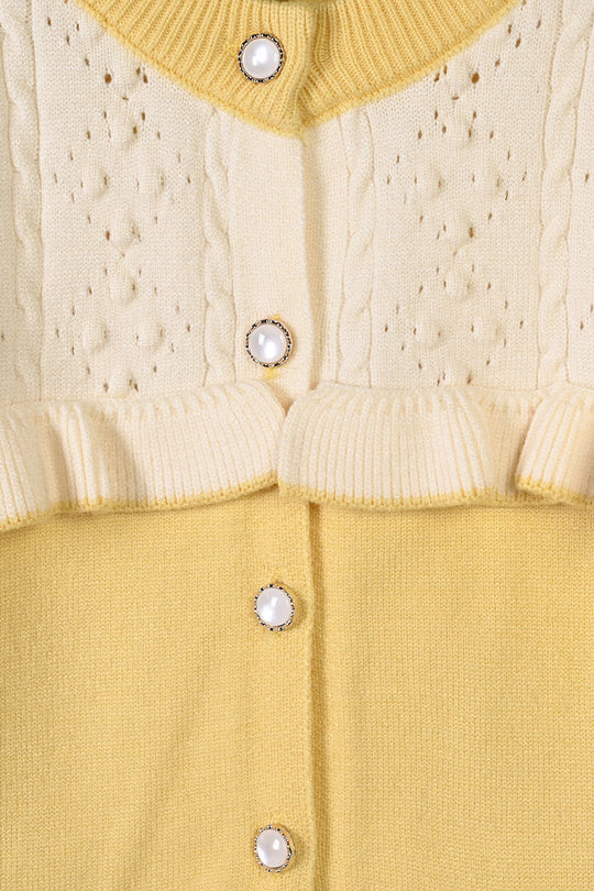 Infant Girls Acrylic Co-ord Set-Daisy-Yellow