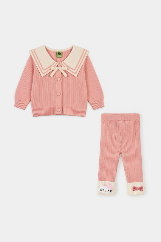 Infant Girls Acrylic Co-ord Set-Lil Princess-LT.Pink