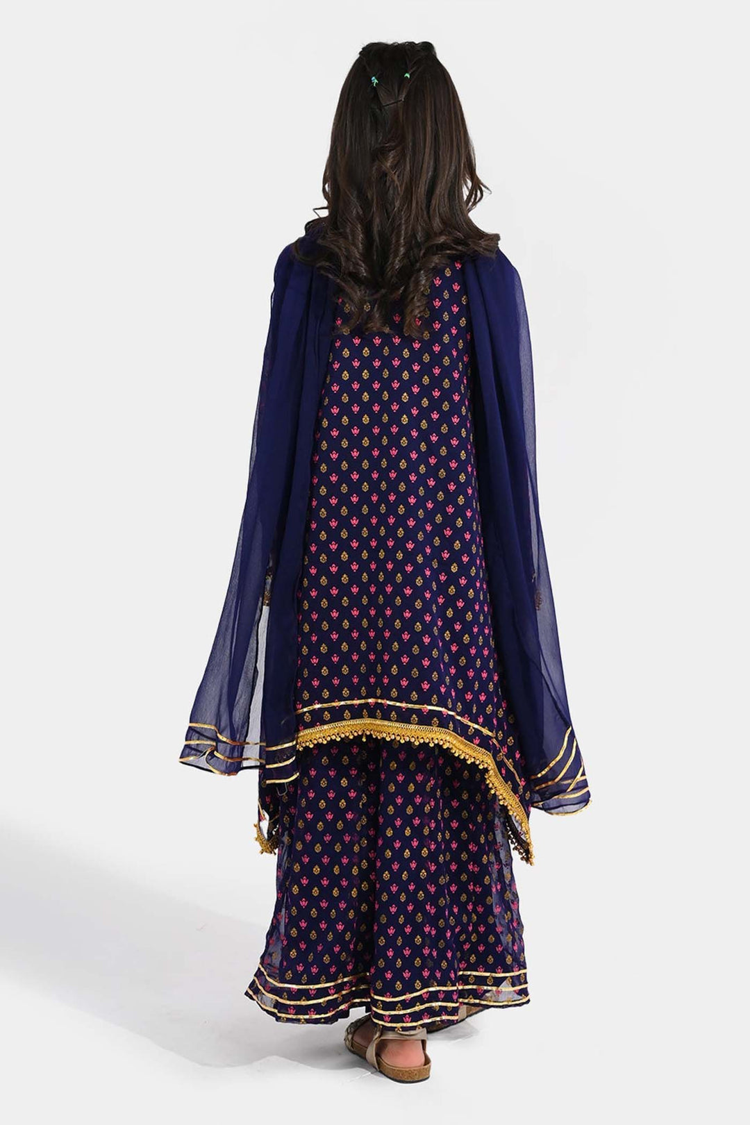 Girls Chiffon Suit (3 Piece) - Purple