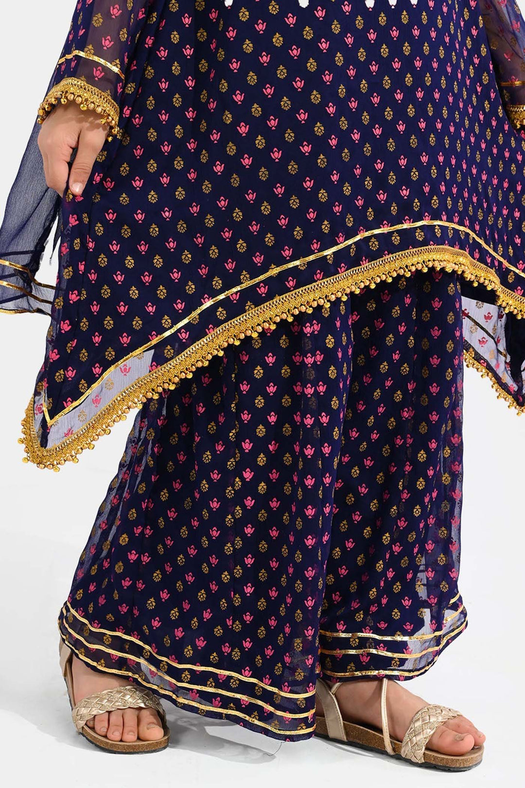 Girls Chiffon Suit (3 Piece) - Purple