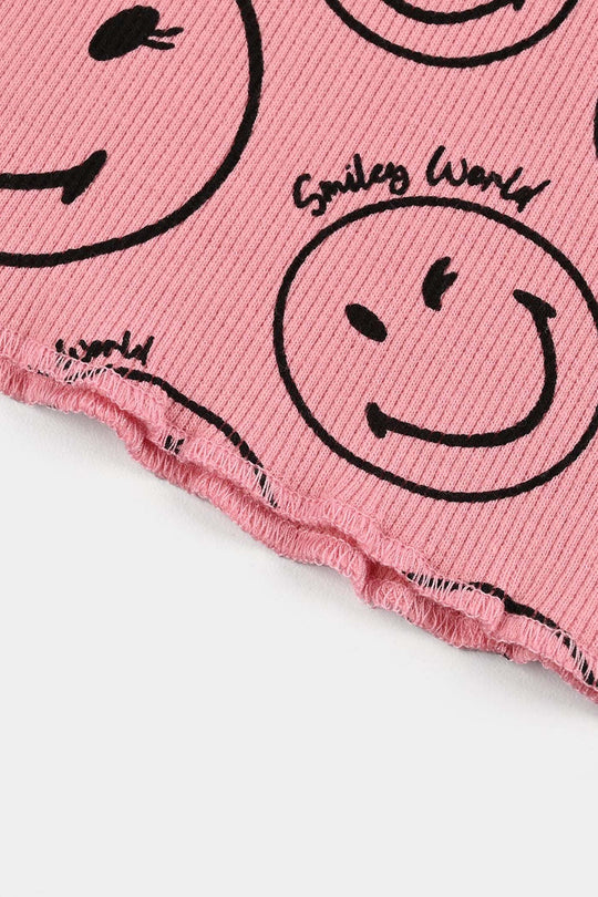 Girls 2x1 Rib T-Shirt F/S Smiley World-Candy.Pink
