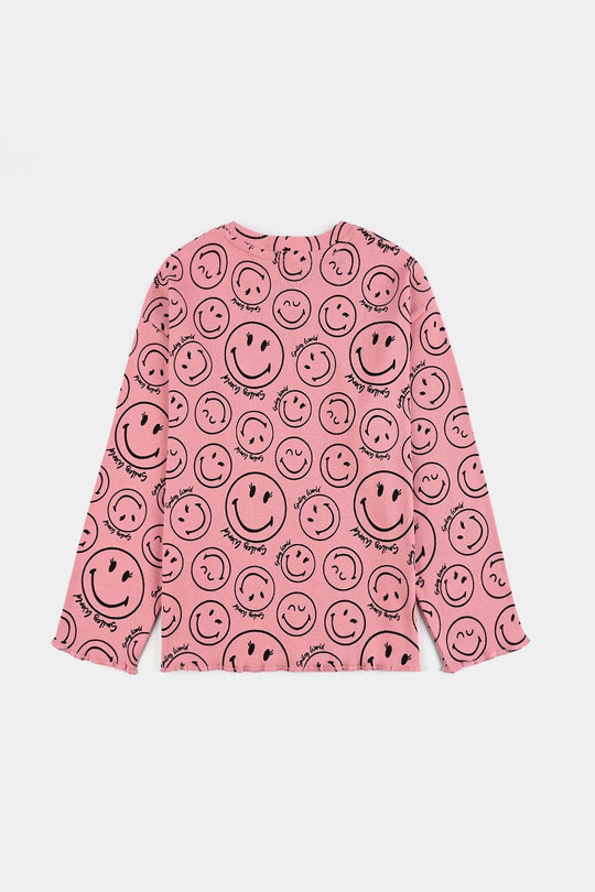 Girls 2x1 Rib T-Shirt F/S Smiley World-Candy.Pink