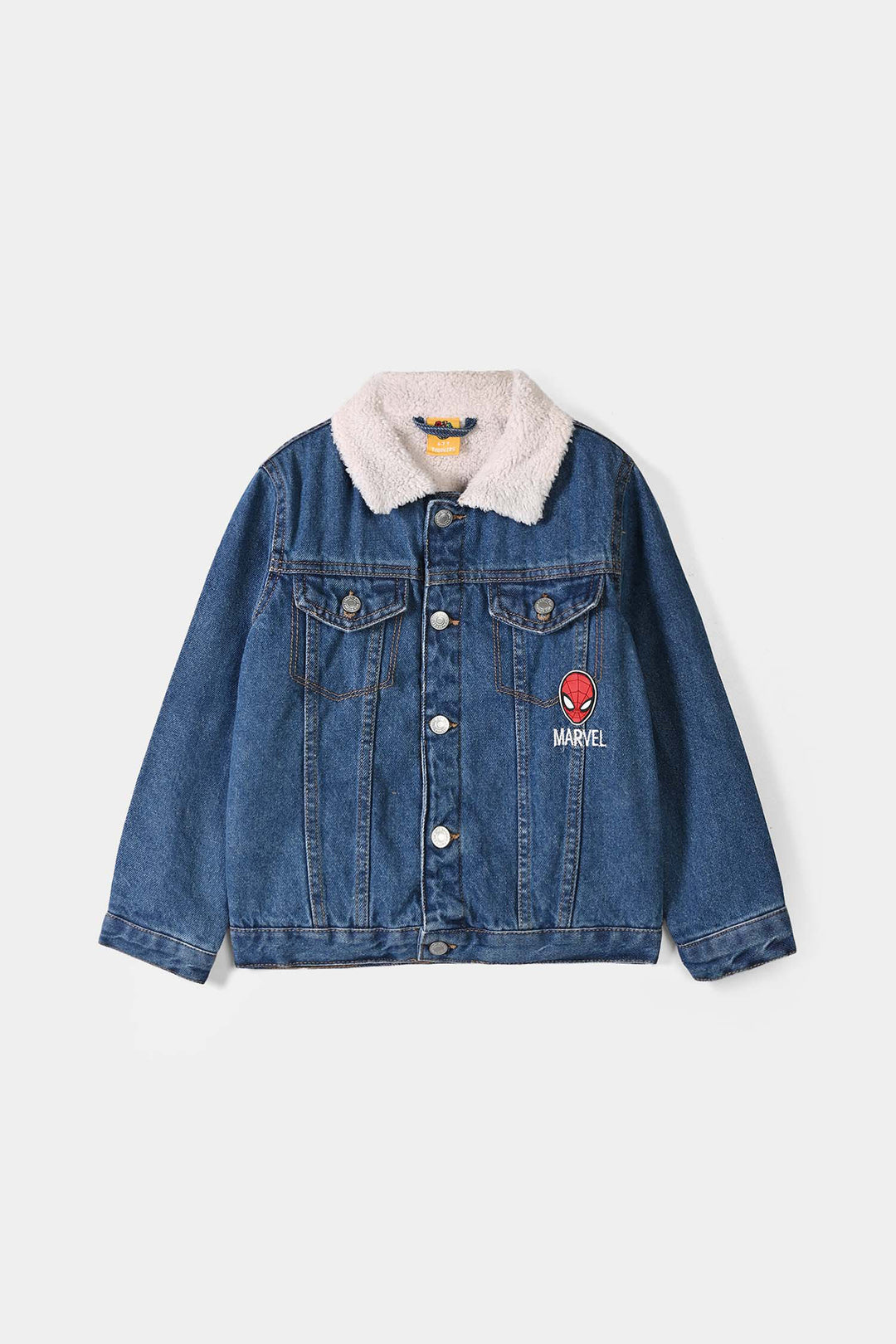 Boys Denim rigid Woven Jacket Character-Mid Blue