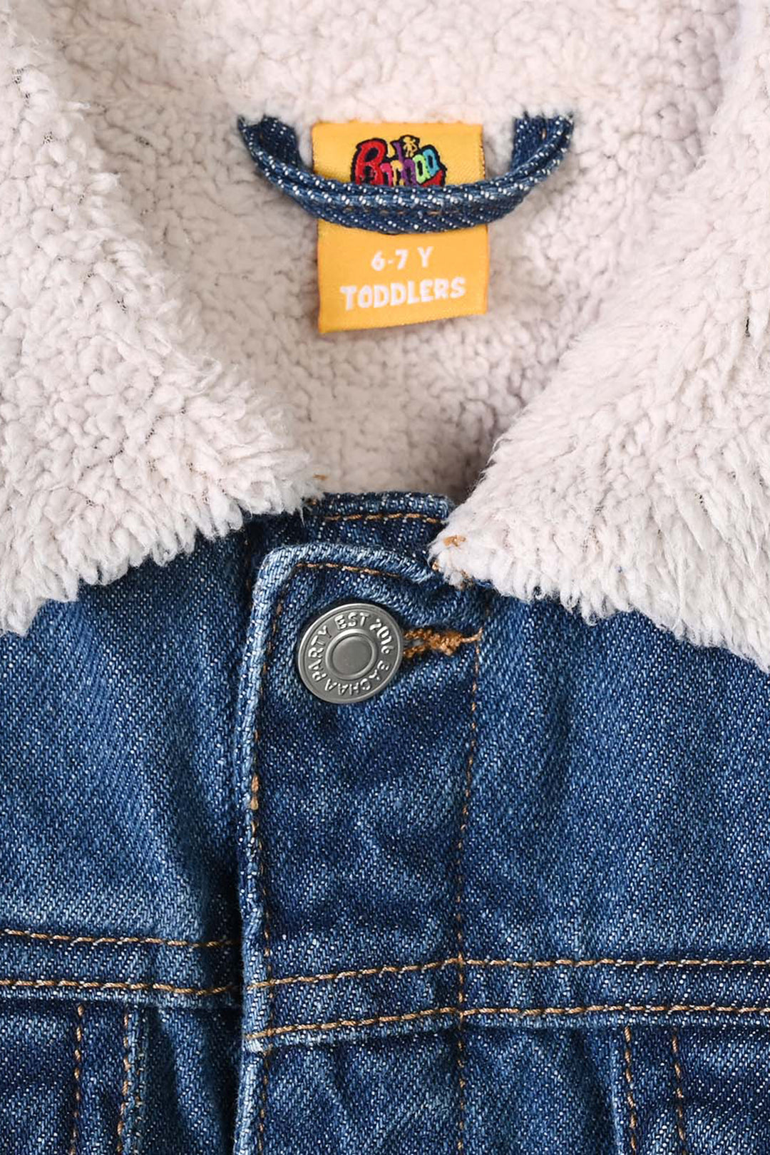 Boys Denim rigid Woven Jacket Character-Mid Blue