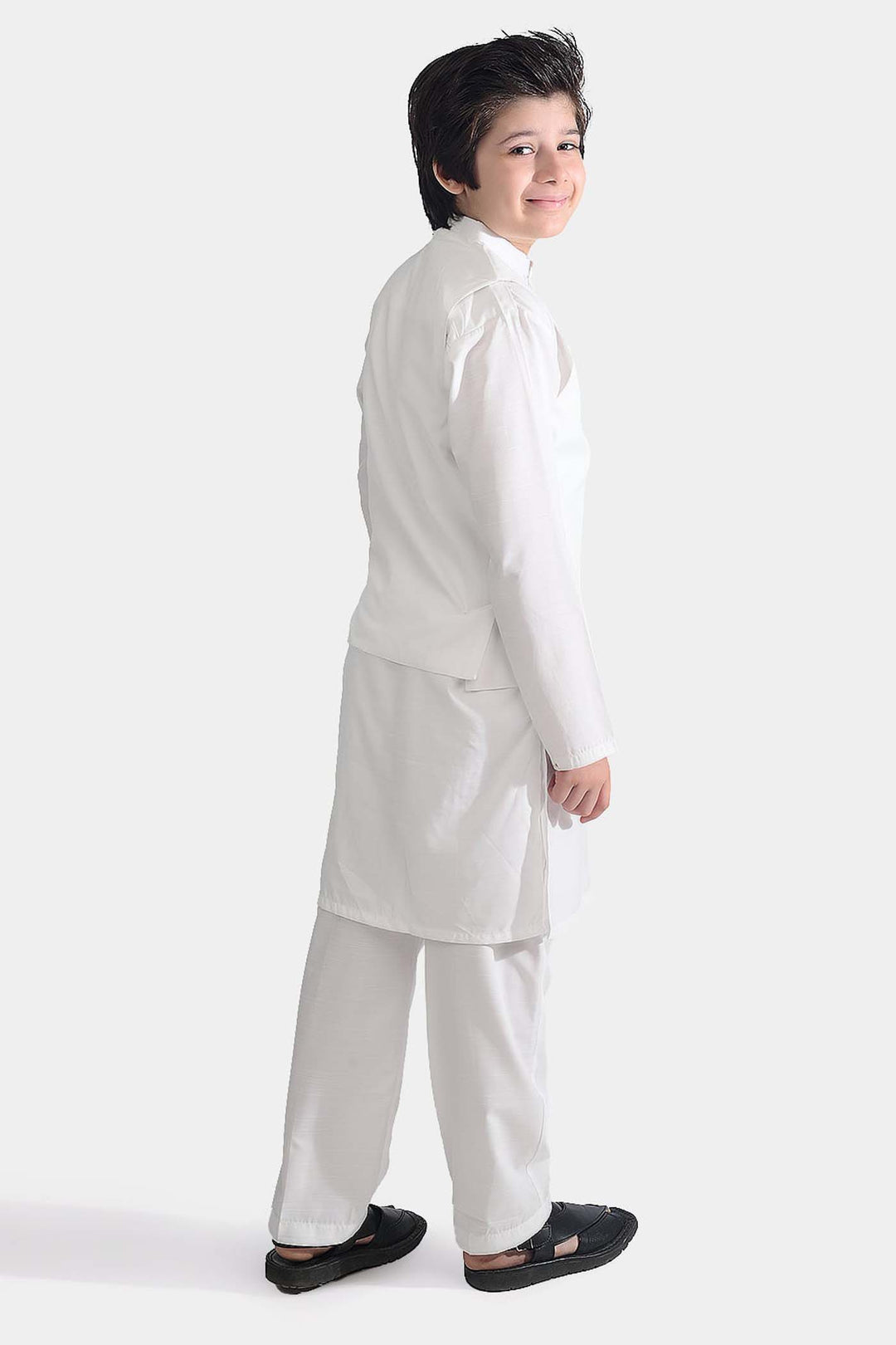 Boys Poly Viscose 3 Piece Suit-White