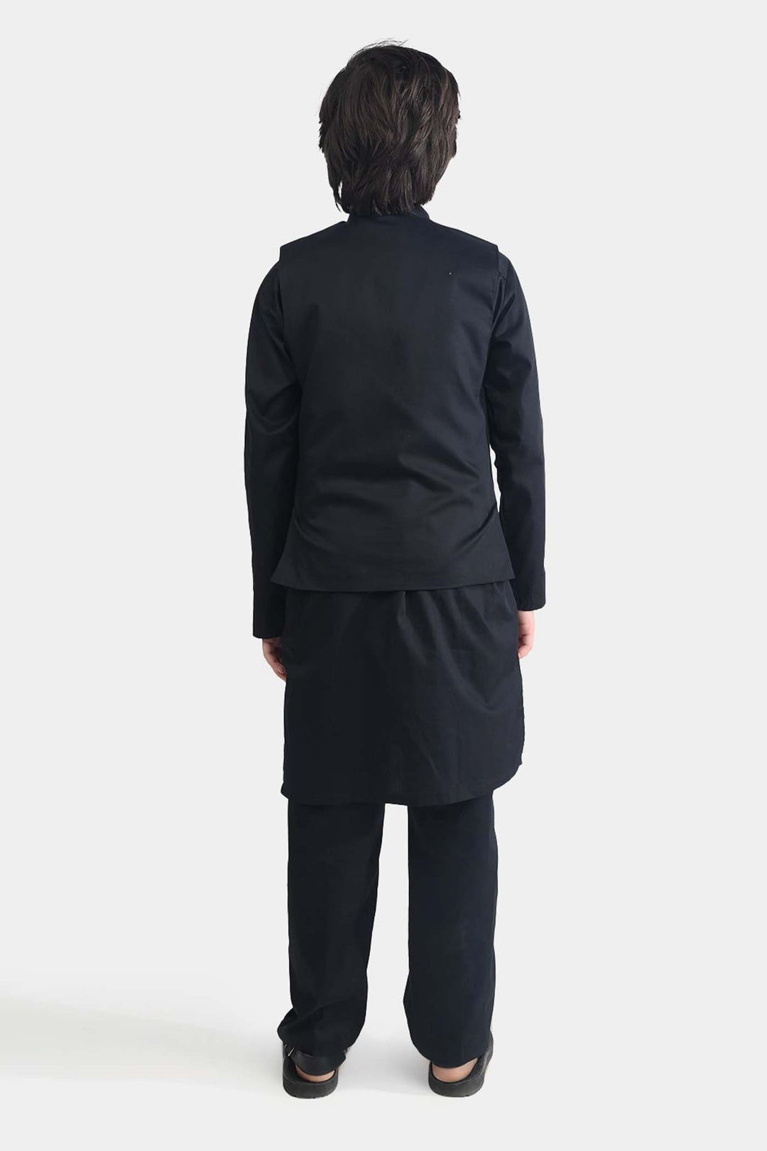 Boys Cotton Poplin 3 Piece Suit-BLACK
