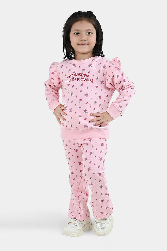 Girls Fleece 2 Piece Suit My Garden - Pink