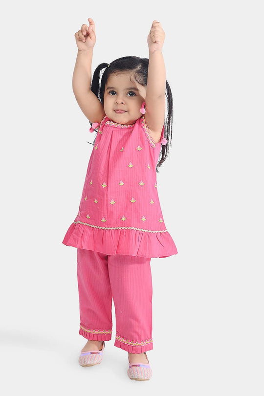 Infant Girls Cotton Emb 2Pcs Orchid-Pink