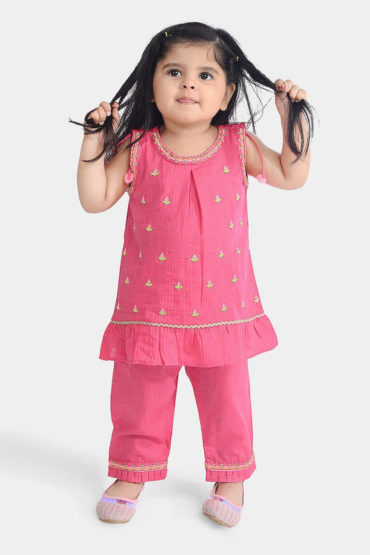 Infant Girls Cotton Emb 2Pcs Orchid-Pink