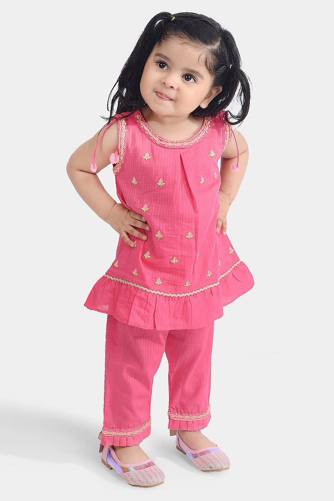 Infant Girls Cotton Emb 2Pcs Orchid-Pink
