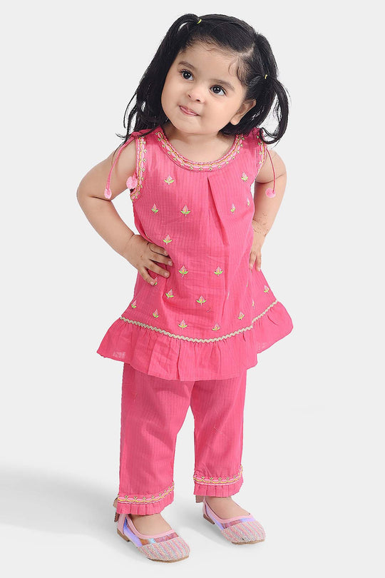 Infant Girls Cotton Emb 2Pcs Orchid-Pink
