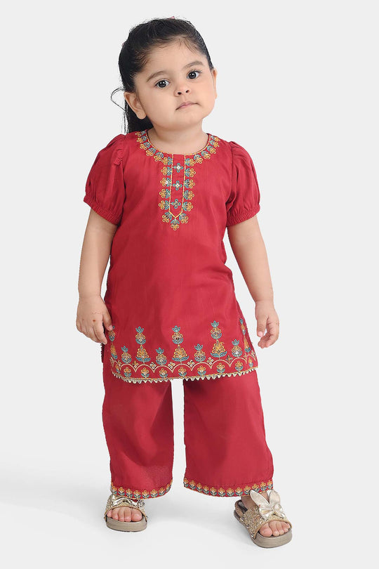Infant Girls Chiffon 2Pcs Maha Rani-Red