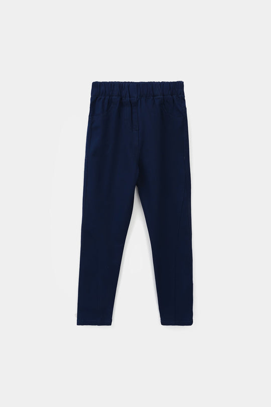 Girls Cotton Twill Jeggings - Navy
