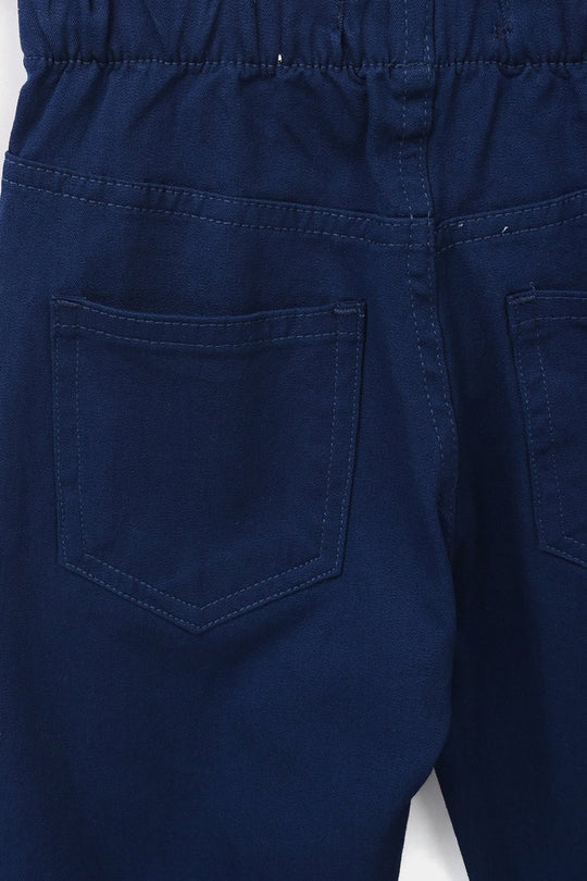 Girls Cotton Twill Jeggings - Navy